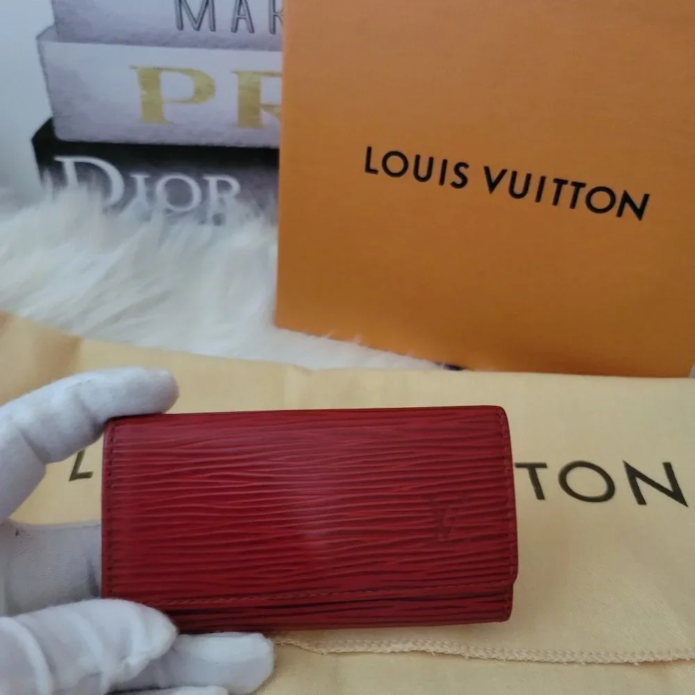 Authentic Louis Vuitton Epi Leather 4 Key Holder  - Red - Picture 2 of 12